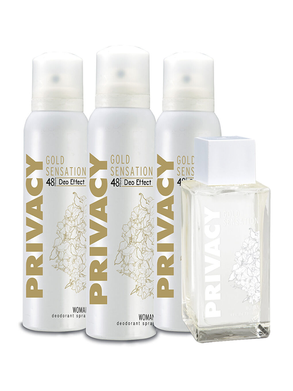 Privacy Beyaz Gold Women EDT Parfüm 100ml & Deodorant 3x150 ml