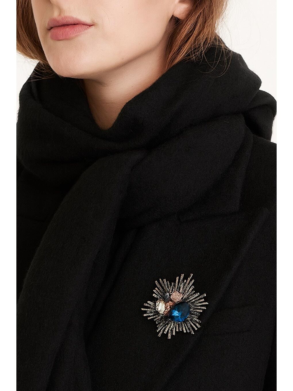 Gri Gece Tılsımı 3 Taşlı Antik Gümüş Broş Yaka İğnesi-2