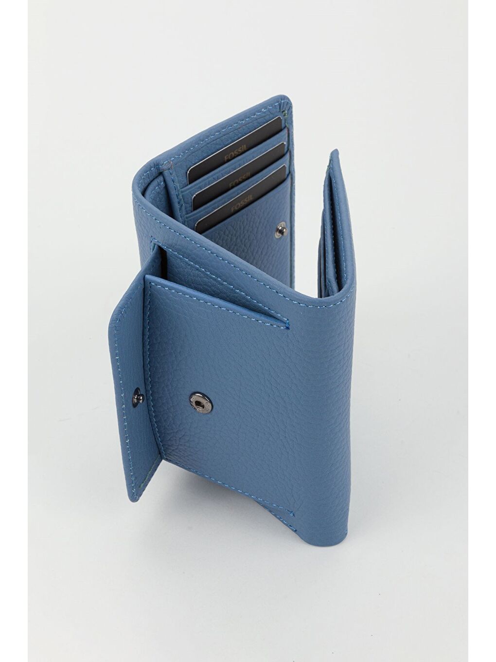 Kutulu Hakiki Deri Buz Mavi Kadın El Portföyü Kartlık Cüzdan-4