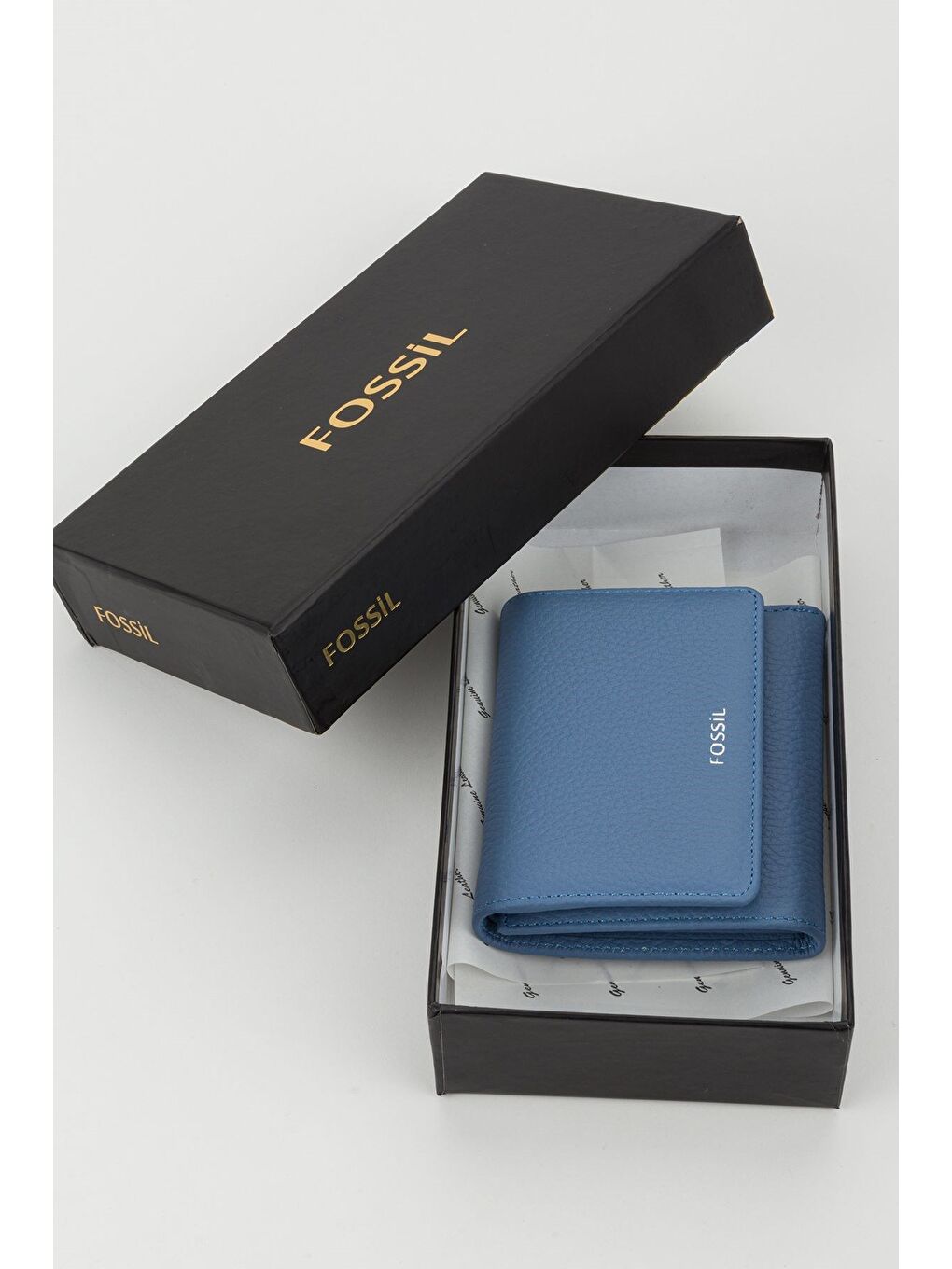 Kutulu Hakiki Deri Buz Mavi Kadın El Portföyü Kartlık Cüzdan-5