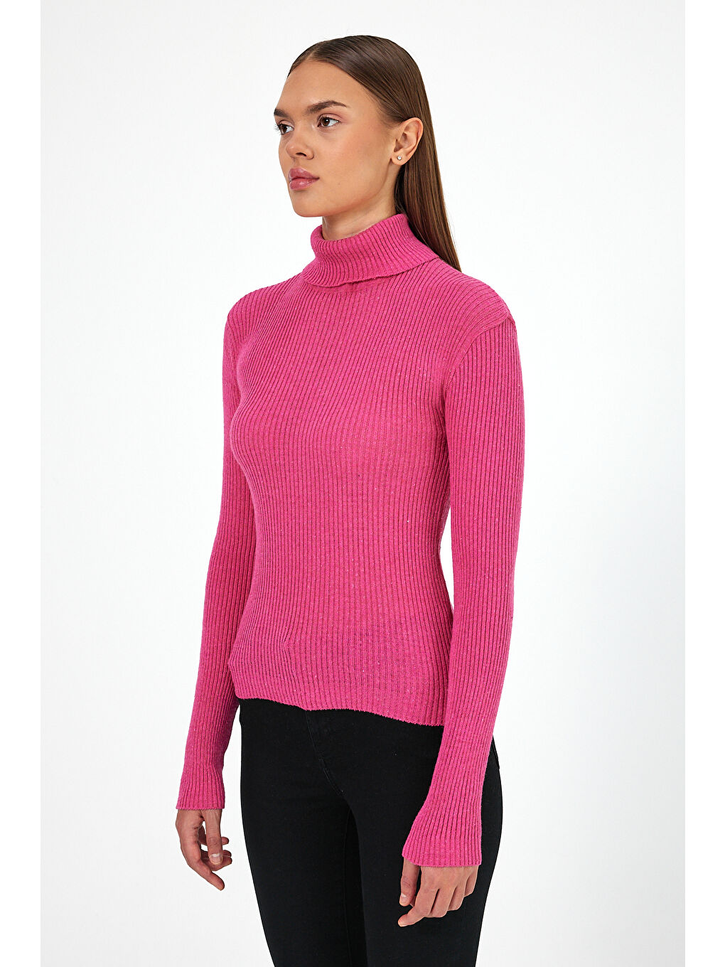 Fuşya Kadın Balıkçı Yaka Orlon Badi Triko 4452-1