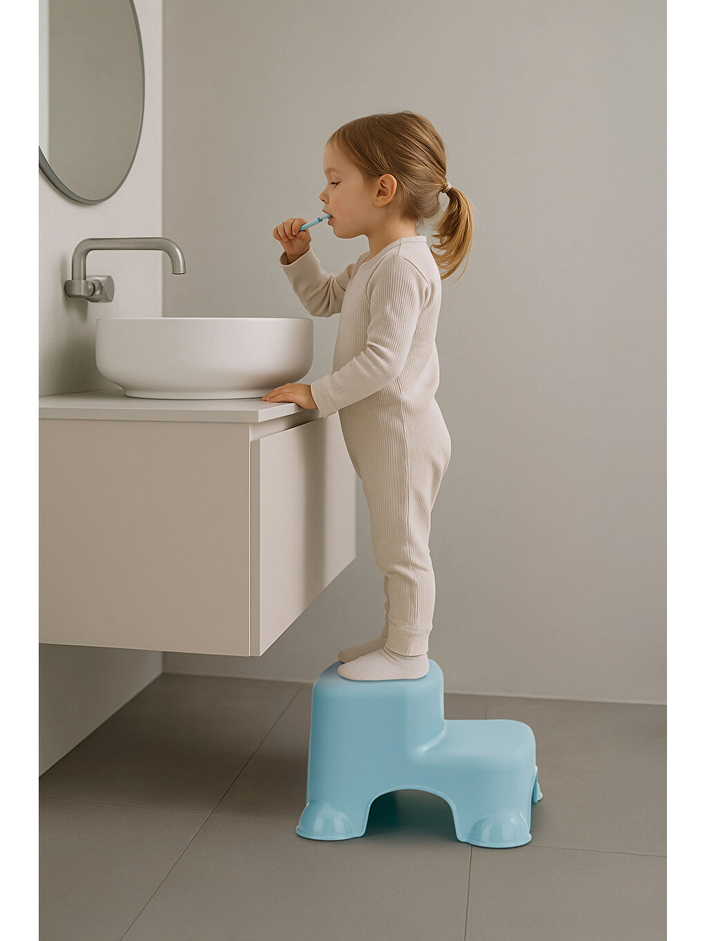 Kaydırmaz Bebek Katlı Basamağı Soft Mavi