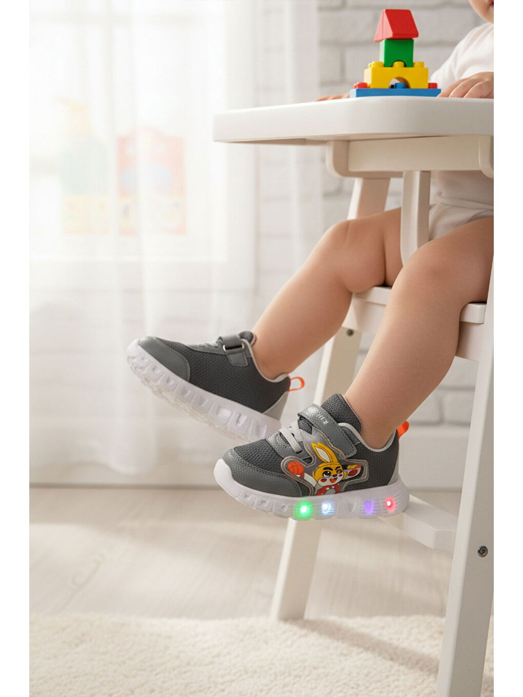Gri Füme Cırtlı Işıklı Fileli Hafif Bebek Spor Ayakkabı 1015 B-2