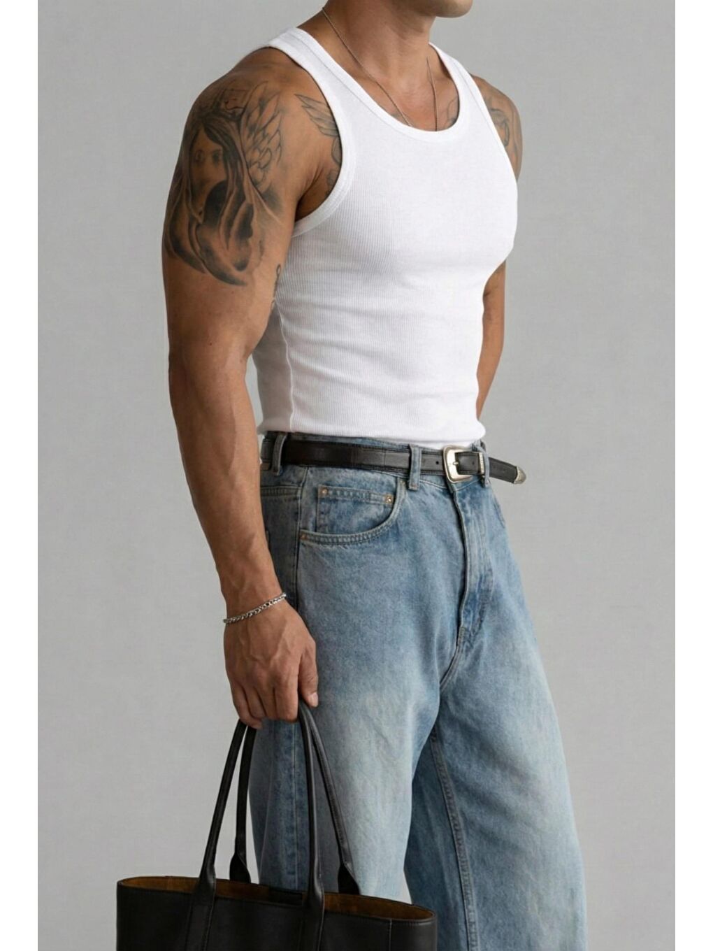 Erkek %100 Pamuklu Basic Fitilli Sporcu Atlet 3'Lu Set Beyaz-2