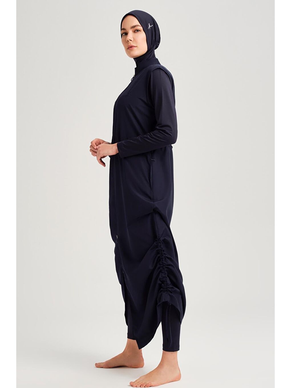 Tam Boy Lacivert 4 Parça Tam Tesettür Mayo Takımı 6021-4