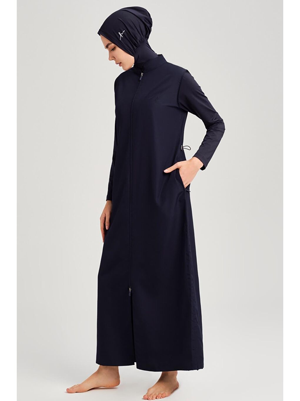 Tam Boy Lacivert 4 Parça Tam Tesettür Mayo Takımı 6021-6