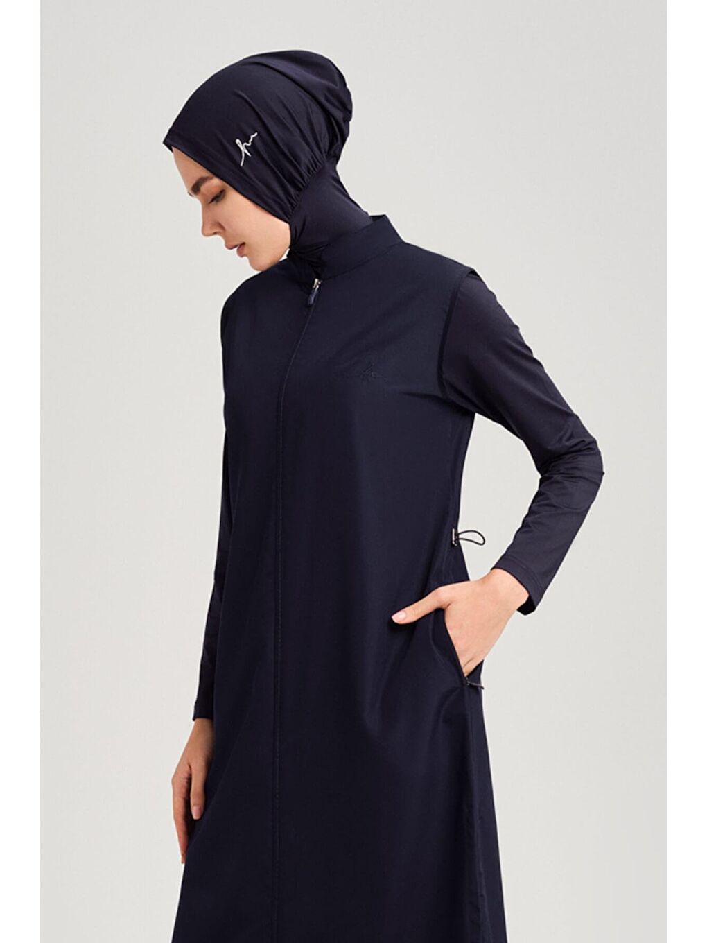 Tam Boy Lacivert 4 Parça Tam Tesettür Mayo Takımı 6021-7