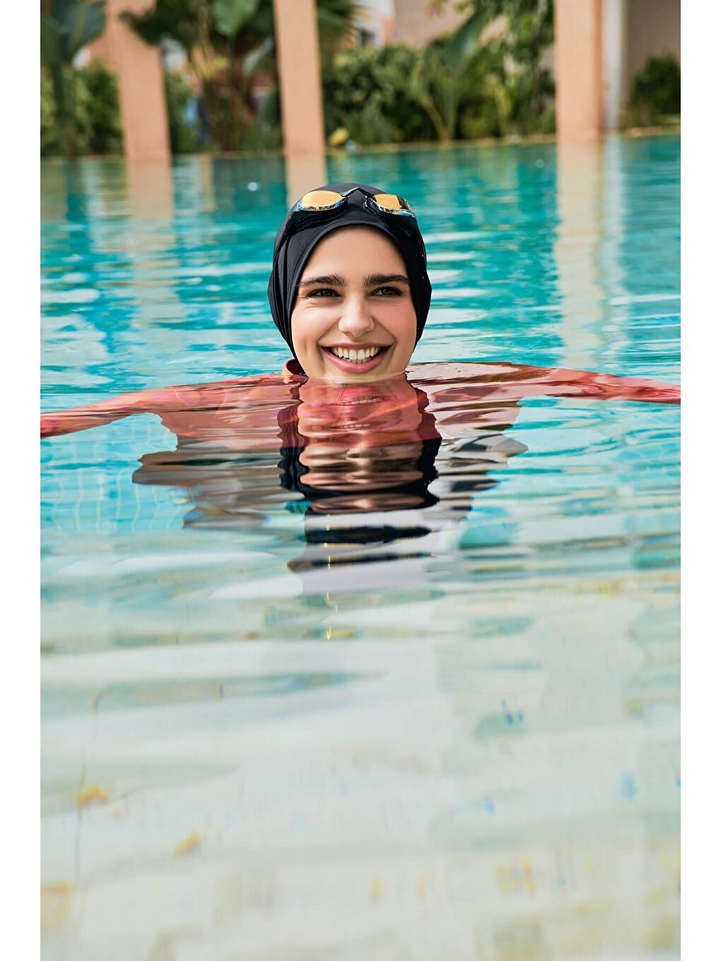 Esila Fuşya Turuncu Jileli Tam Tesettür Mayo Üstü 2934-1