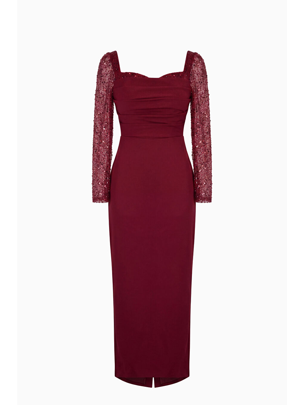 Kadın Bordo Dar Kalıp Kalp Yaka Kolları Payetli Söz Nişan Nikah Abiye-6