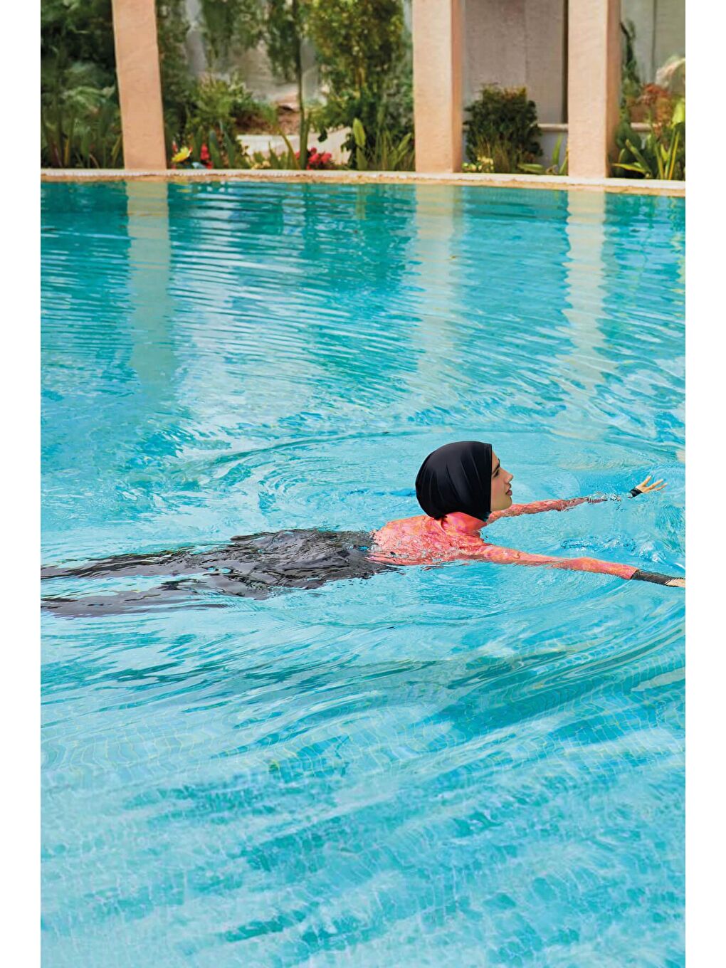 Esila Fuşya Turuncu Jileli Tam Tesettür Mayo Üstü 2934-2