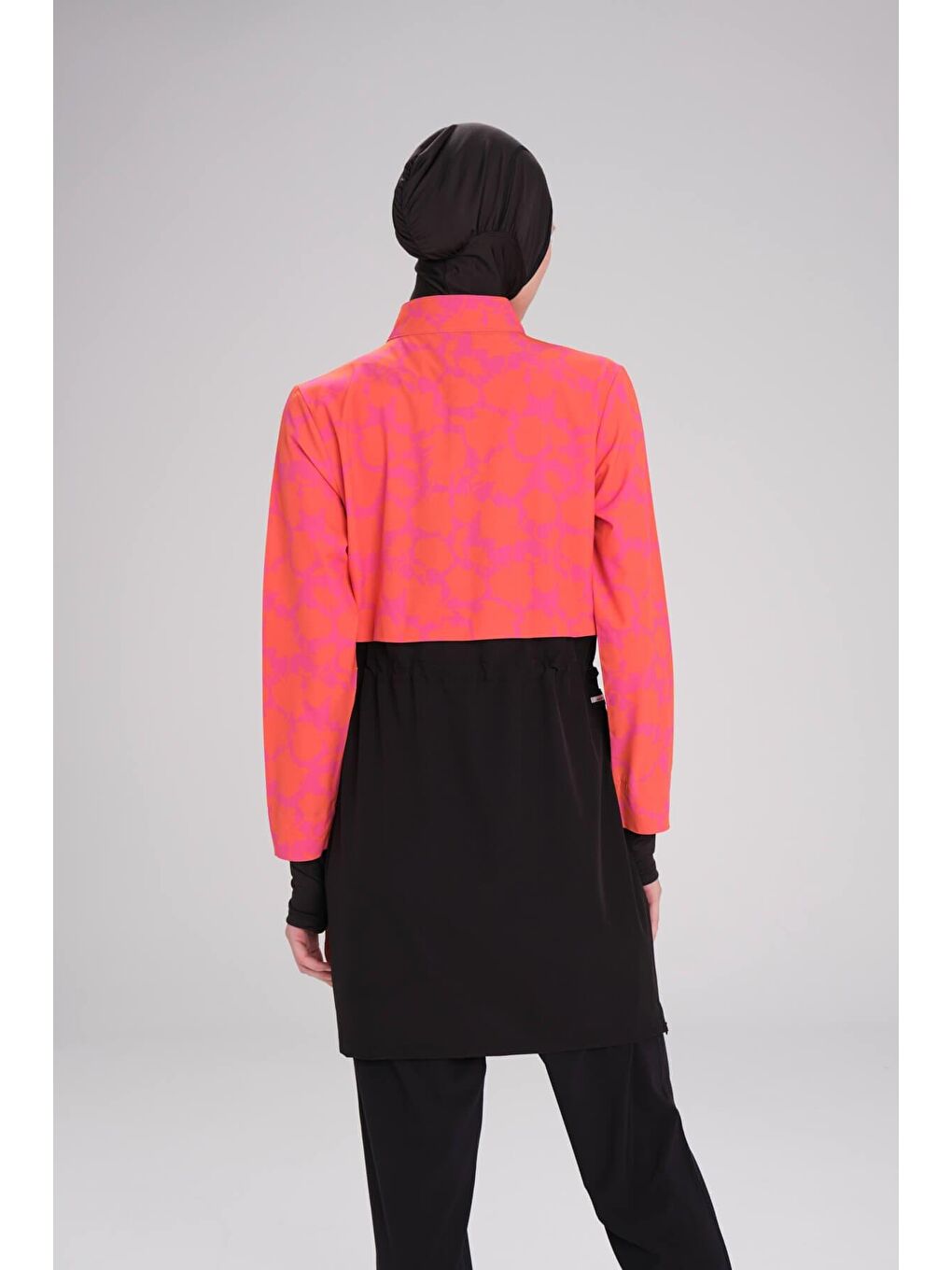 Esila Fuşya Turuncu Jileli Tam Tesettür Mayo Üstü 2934-4