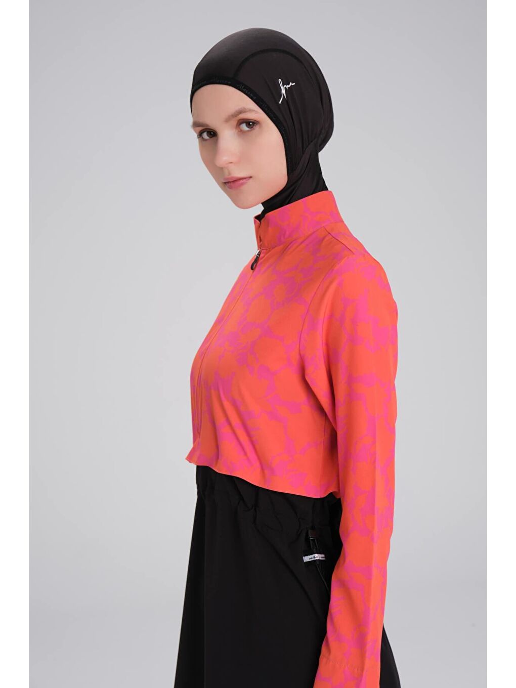 Esila Fuşya Turuncu Jileli Tam Tesettür Mayo Üstü 2934-5