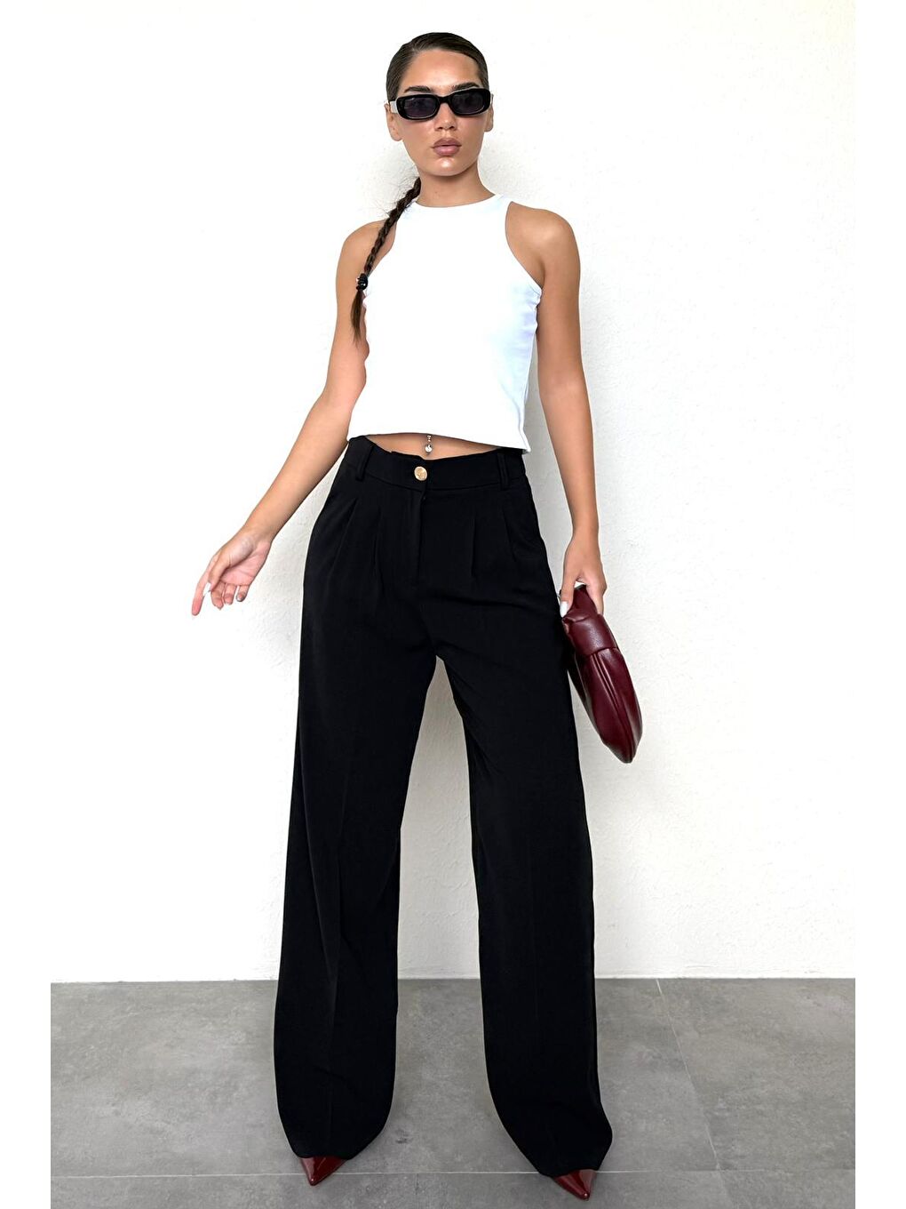 Siyah Kadın Palazzo Pantolon Mg2525-2