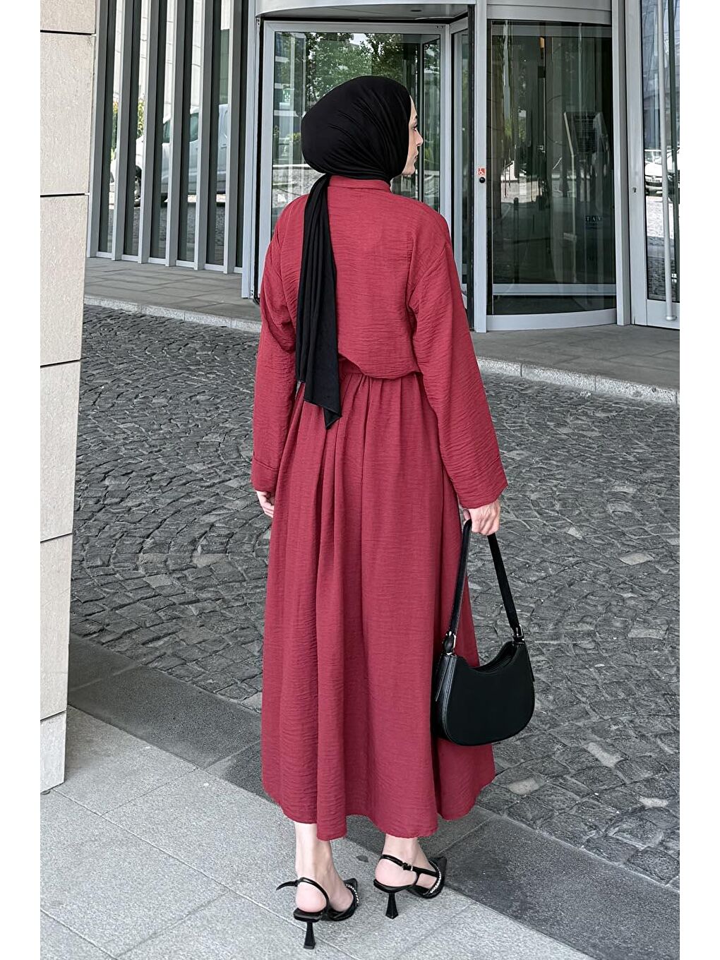 Pera Keten Etekli Takım Bordo-2