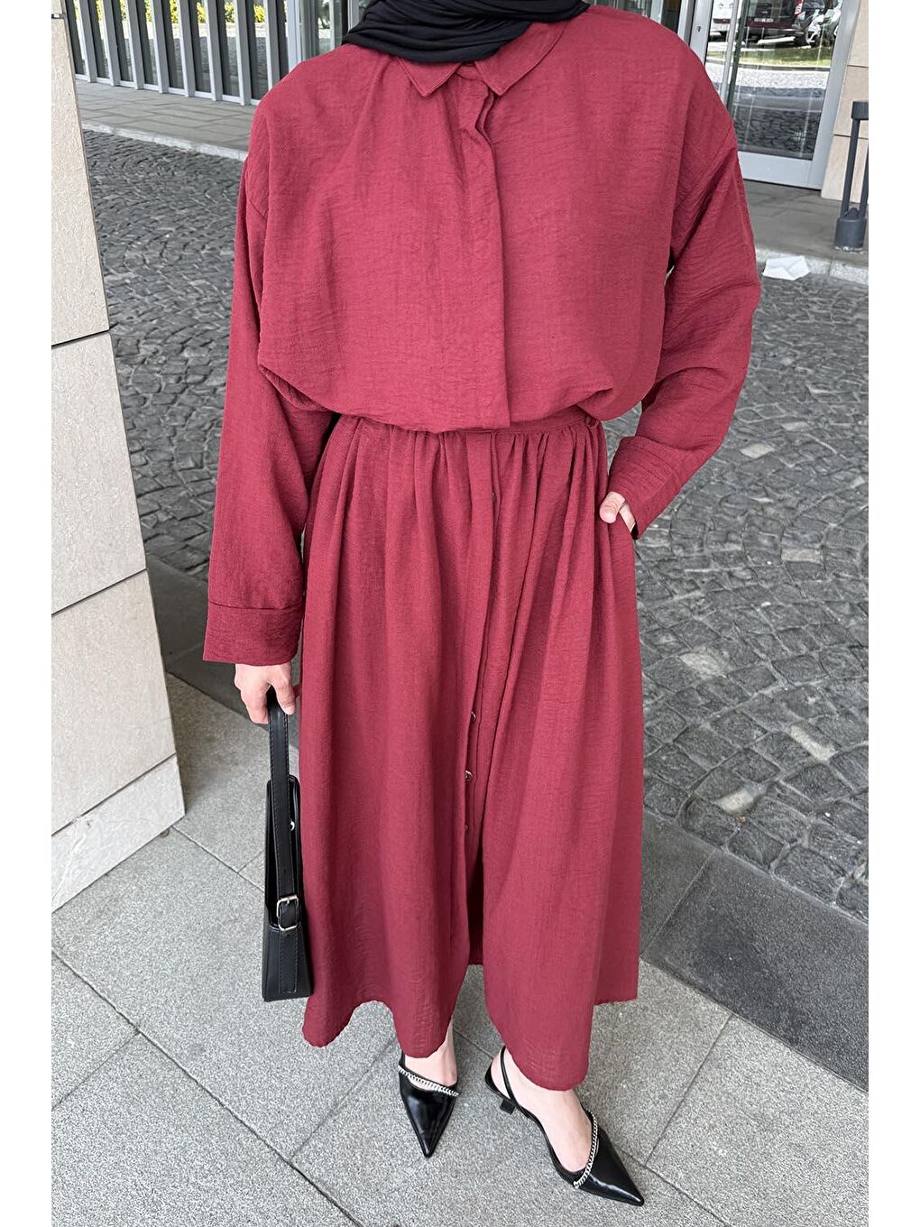 Pera Keten Etekli Takım Bordo-3