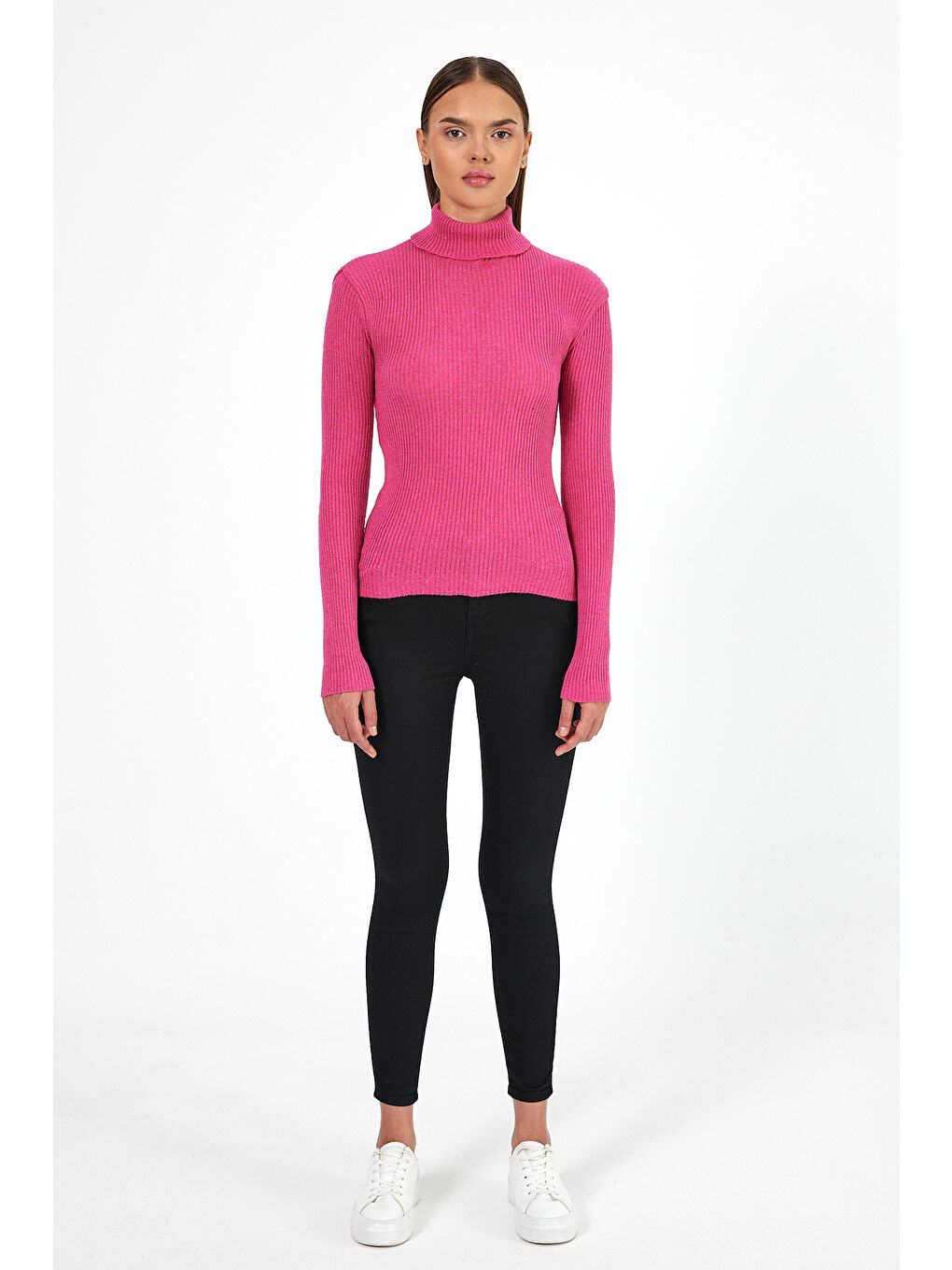 Fuşya Kadın Balıkçı Yaka Orlon Badi Triko 4452-4