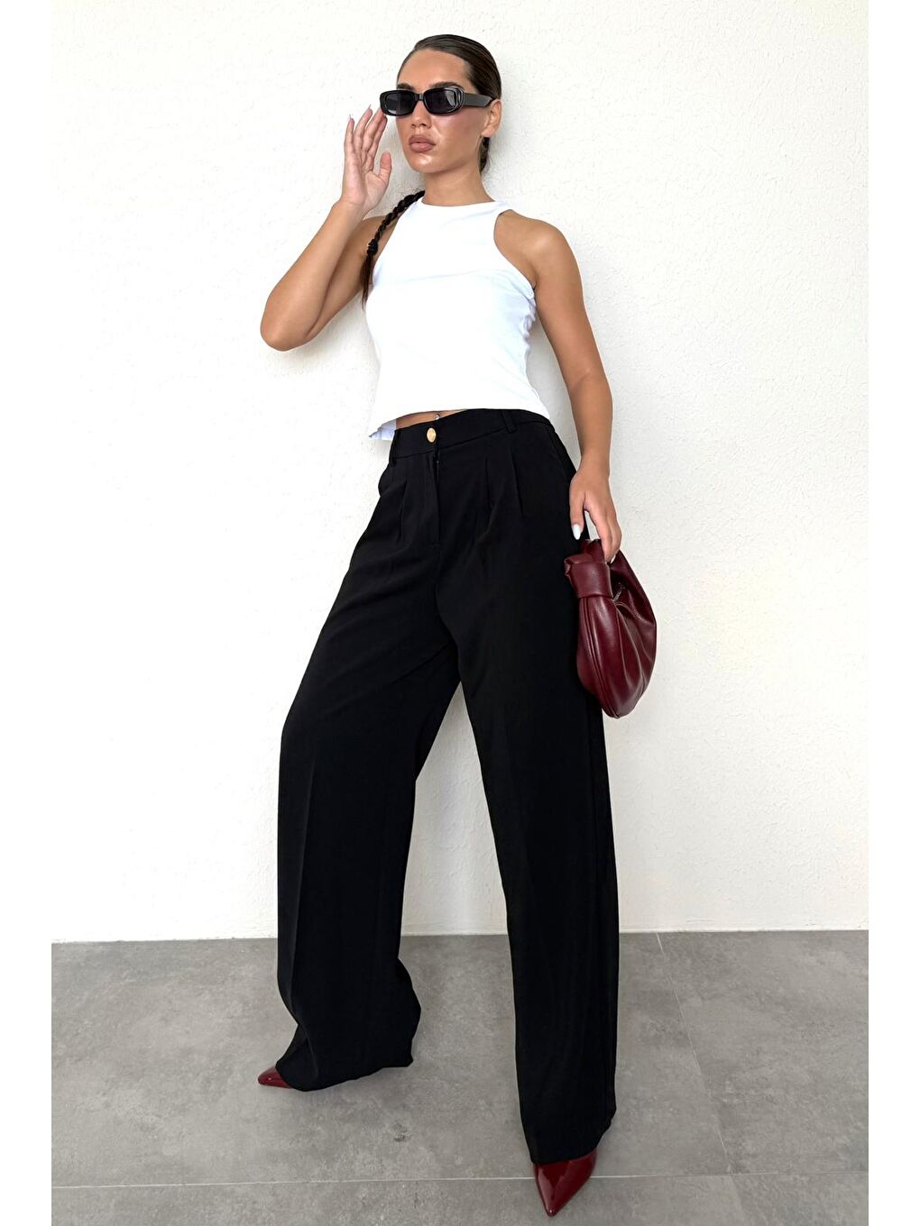 Siyah Kadın Palazzo Pantolon Mg2525-3