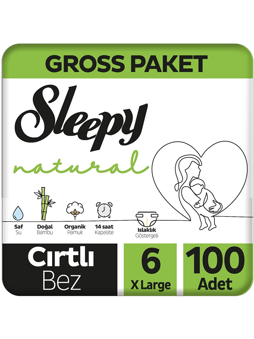 Natural Gross Paket Bebek Bezi 6 Numara Xlarge 100 Adet