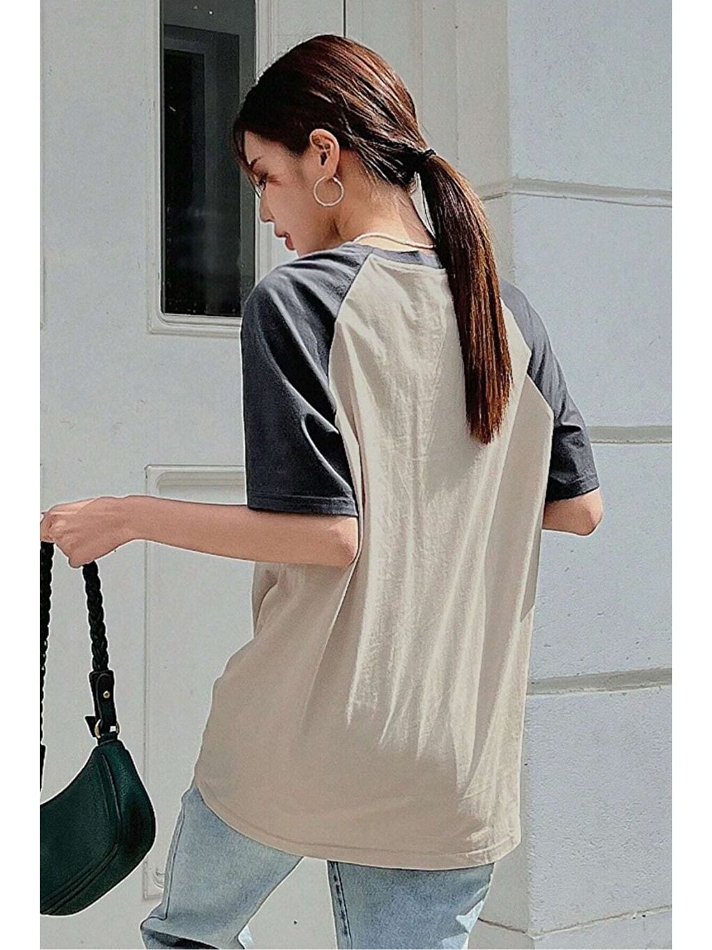 Vocation Parçalı Süprem T Shirt   Bej Füme Baskılı Oversize Bisiklet Yaka Kısa Kol Tişört-1