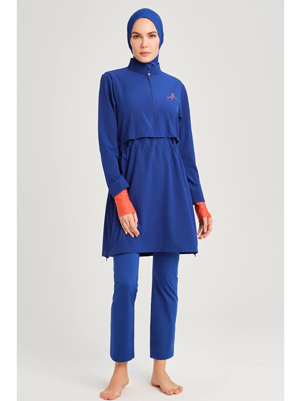 Esila Saks Mavisi 5 Parça Jileli Tam Tesettür Mayo Takımı 2934-1