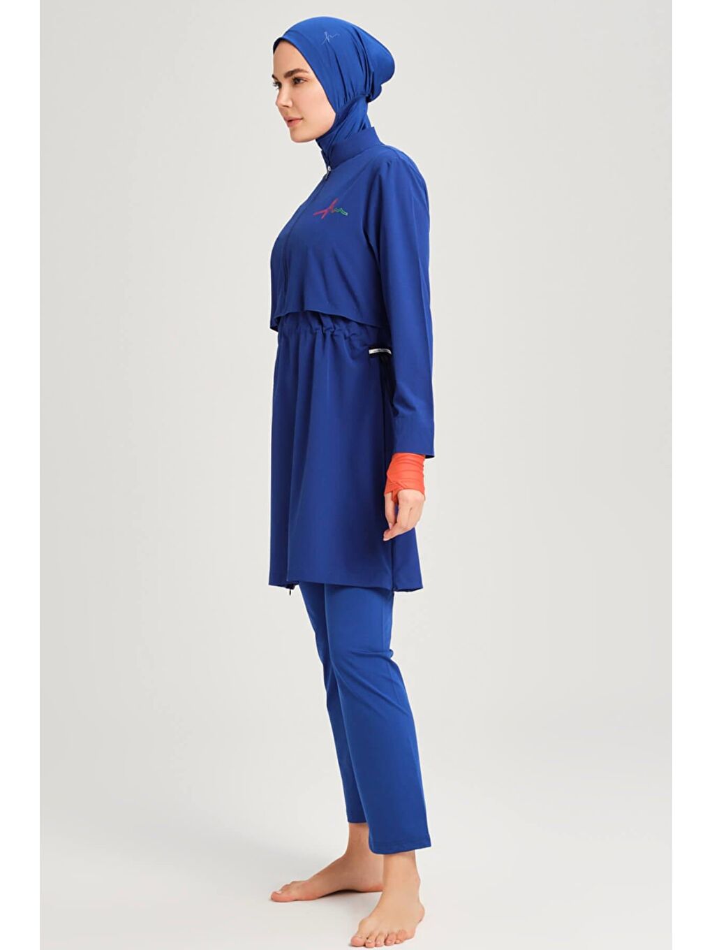 Esila Saks Mavisi 5 Parça Jileli Tam Tesettür Mayo Takımı 2934-4