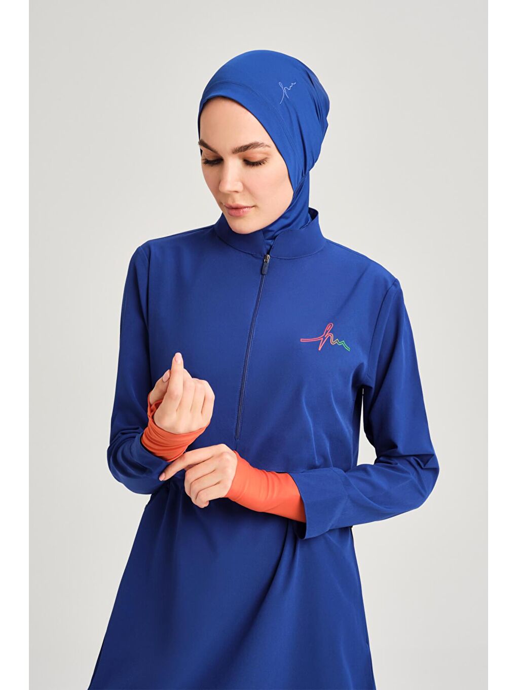 Esila Saks Mavisi 5 Parça Jileli Tam Tesettür Mayo Takımı 2934-5