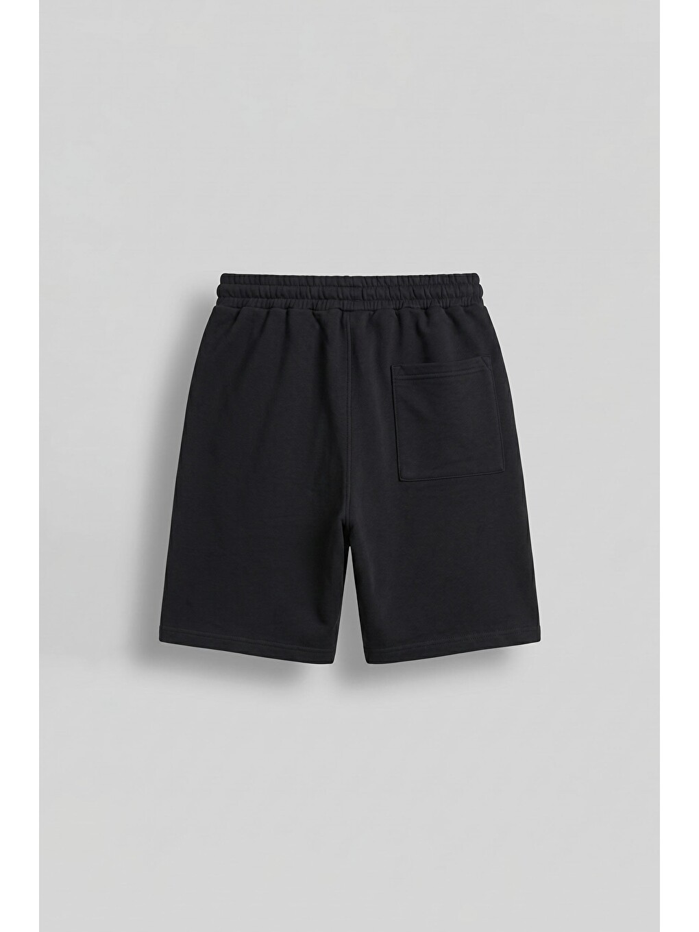 Erkek Baggy Fit Nakış Detaylı Basic Şort Siyah-1