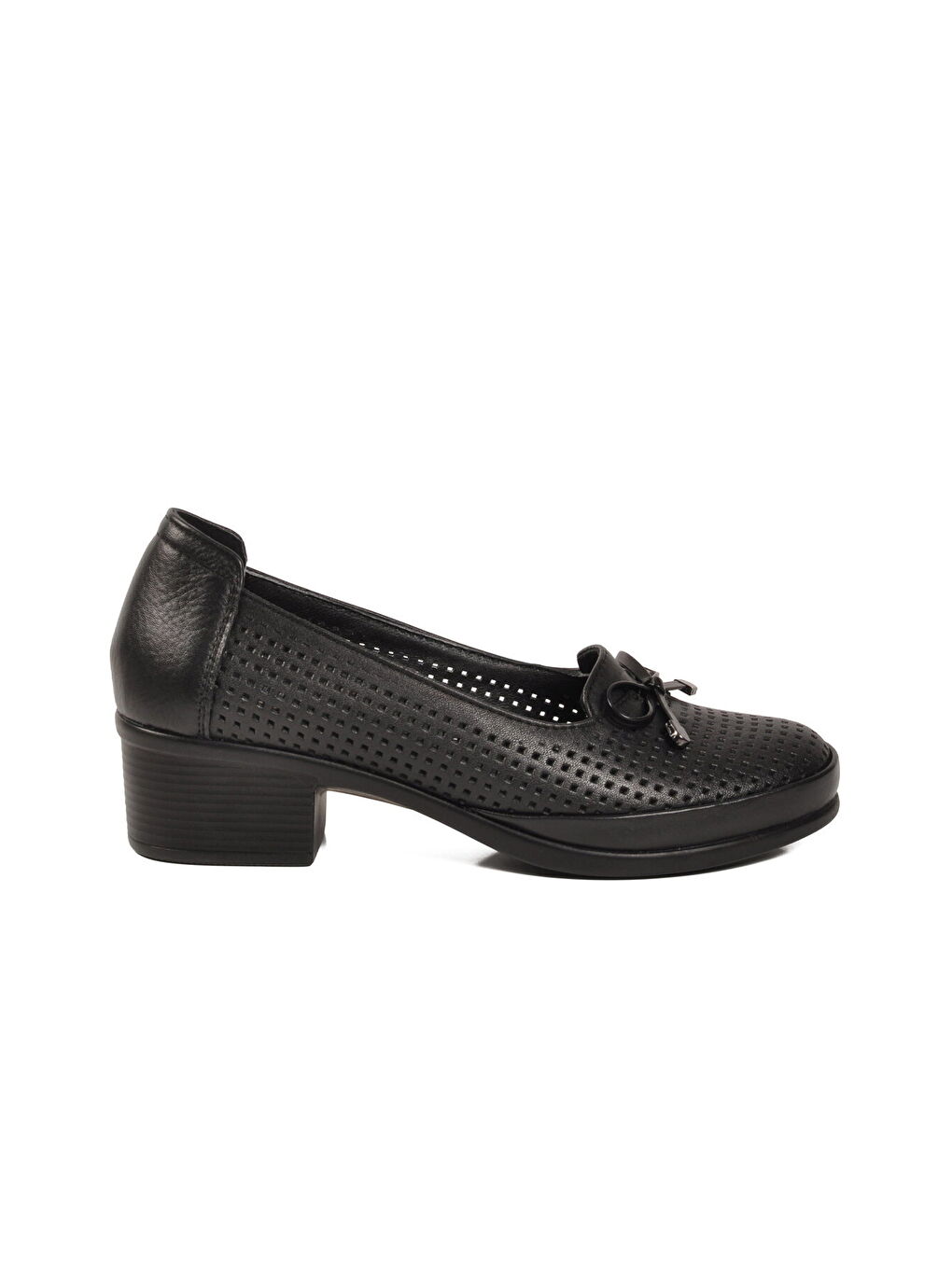 Siyah Hakiki Deri Kadın Topuklu Klasik Ayakkabı 70-1 Z-1