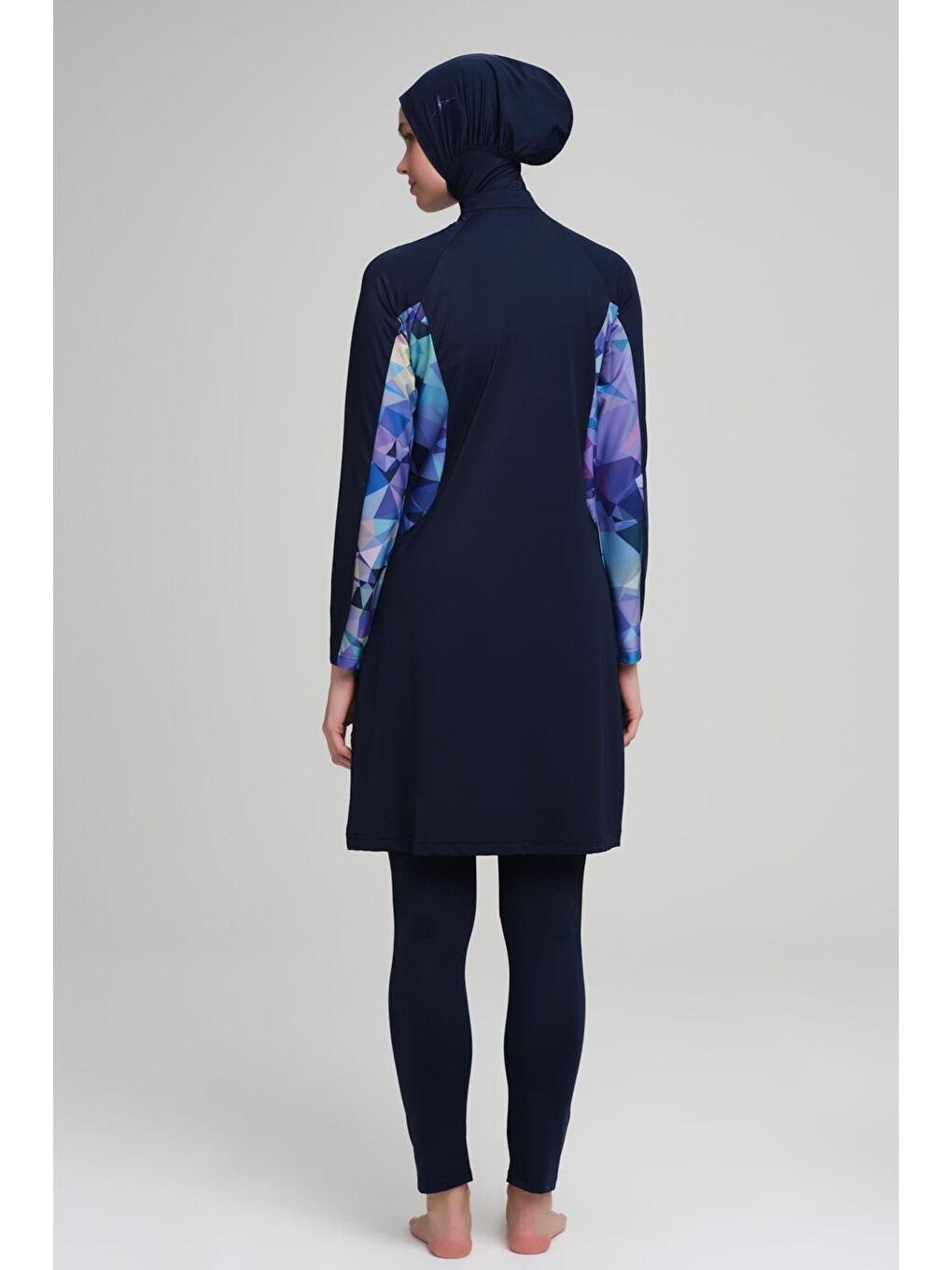 Flamingo Lacivert Mor Elastanlı 4 Parça Tam Tesettür Mayo Takımı 2920-1