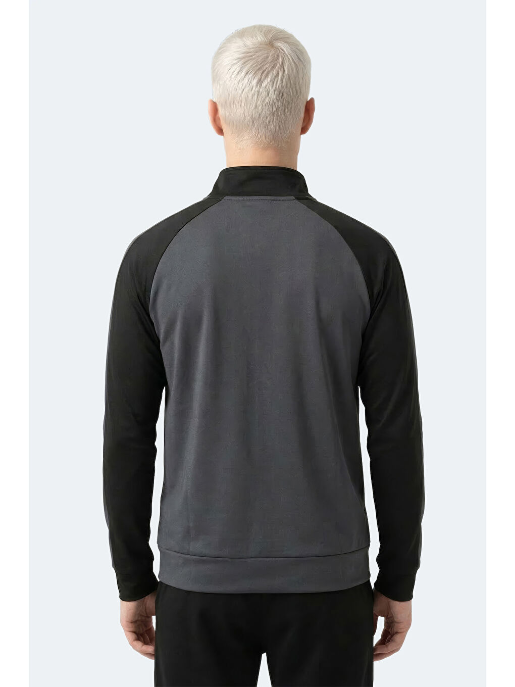 REDORA Erkek Dik Yaka Fermuarlı Koyu Gri Sweatshırt-1