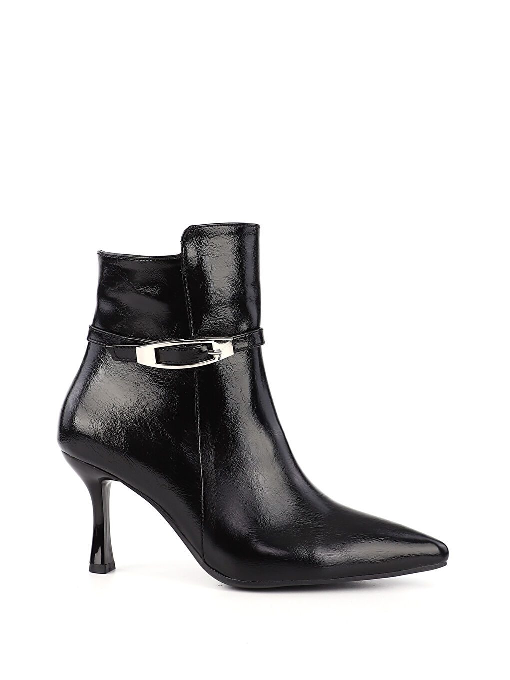 Mor Kadın ZÜMRÜT-SİYAH Fermuarlı İnce Topuklu Bot