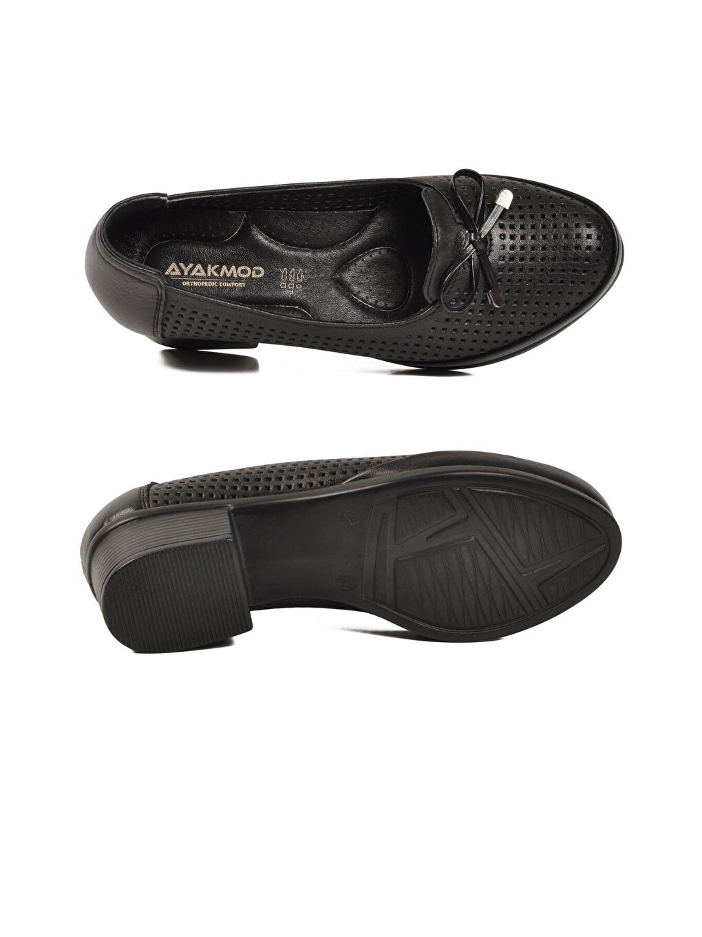 Siyah Hakiki Deri Kadın Topuklu Klasik Ayakkabı 70-1 Z-4