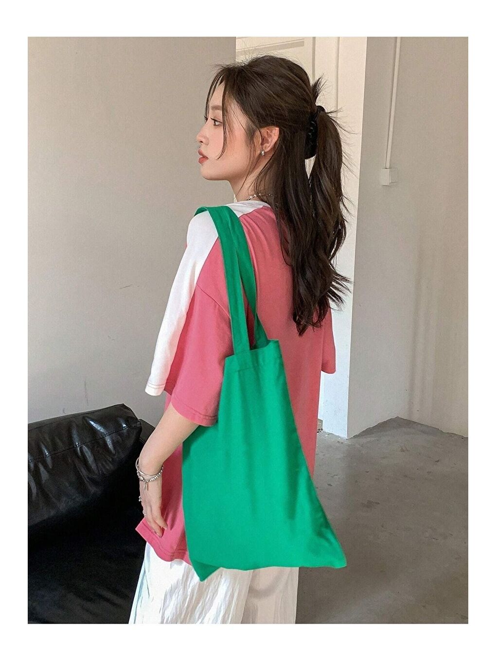 Leisure Future Parçalı Süprem T Shirt   Pembe Beyaz Oversize Bisiklet Yaka Kısa Kol Tişört-3