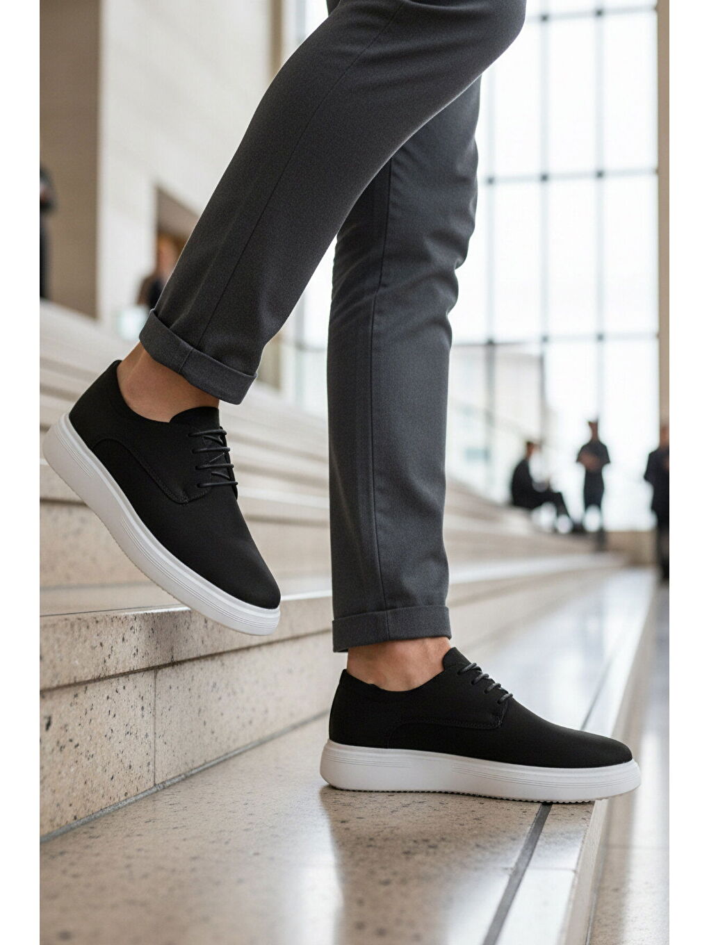 Siyah Süet Bağcıklı Erkek Casual Ayakkabı 596 M-2