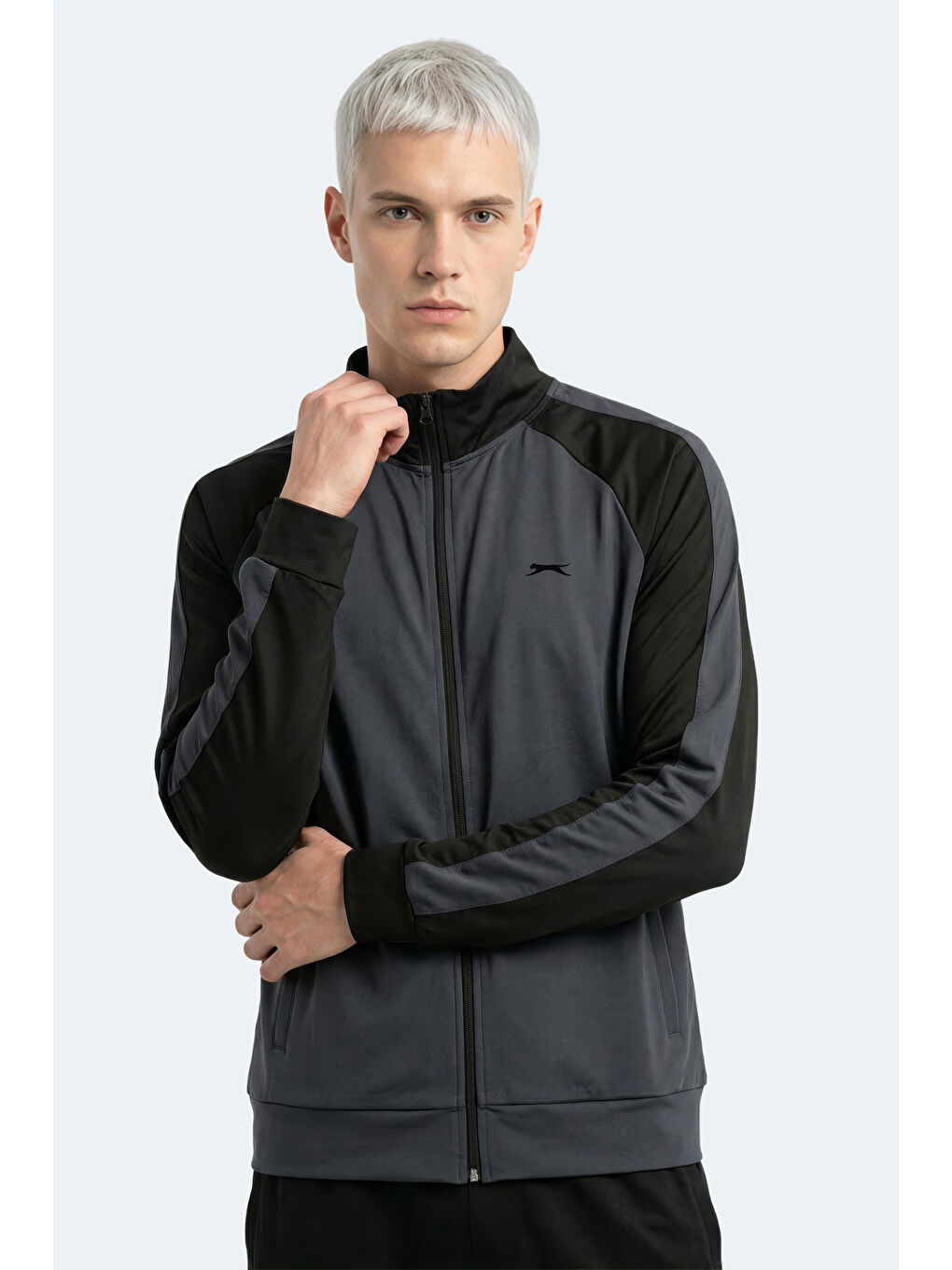 REDORA Erkek Dik Yaka Fermuarlı Koyu Gri Sweatshırt-4