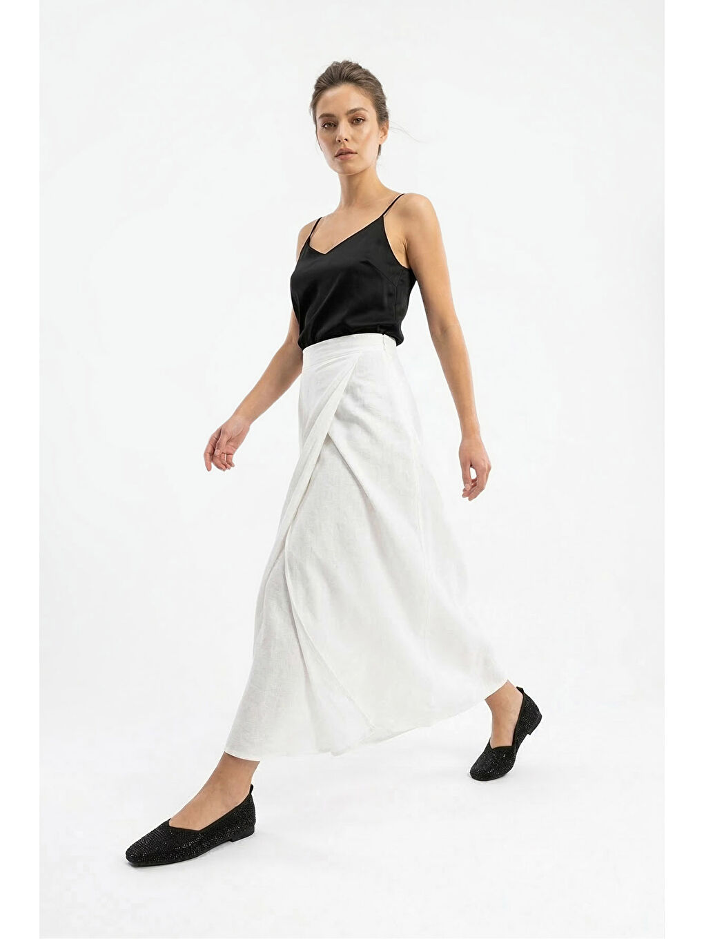 Siyah Kadın SİYAH Taşlı Küt Burunlu Babet-2