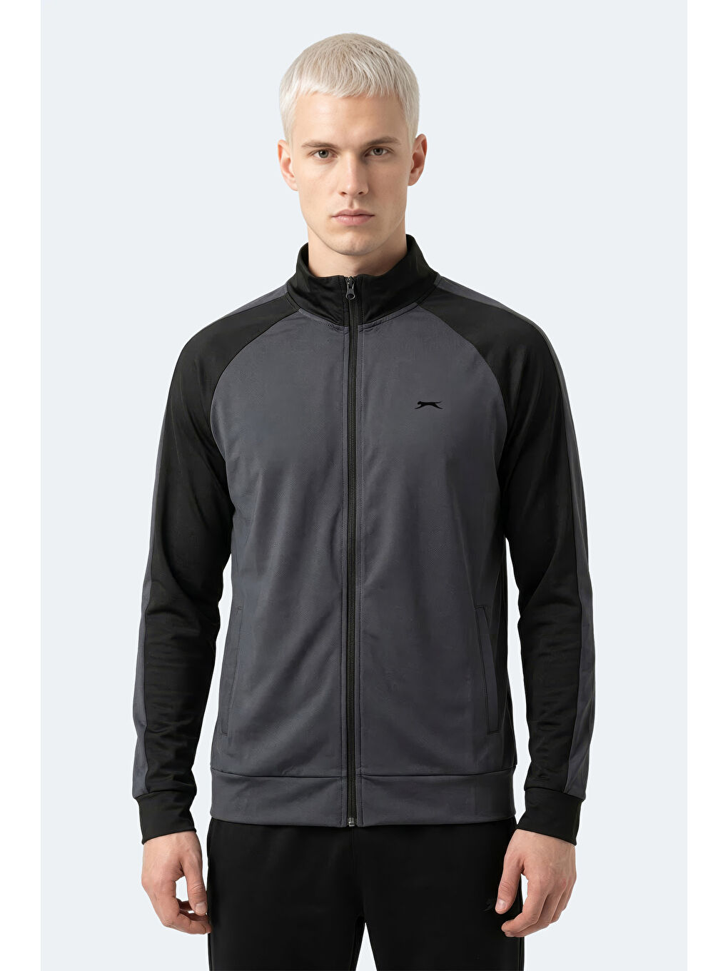 REDORA Erkek Dik Yaka Fermuarlı Koyu Gri Sweatshırt-5