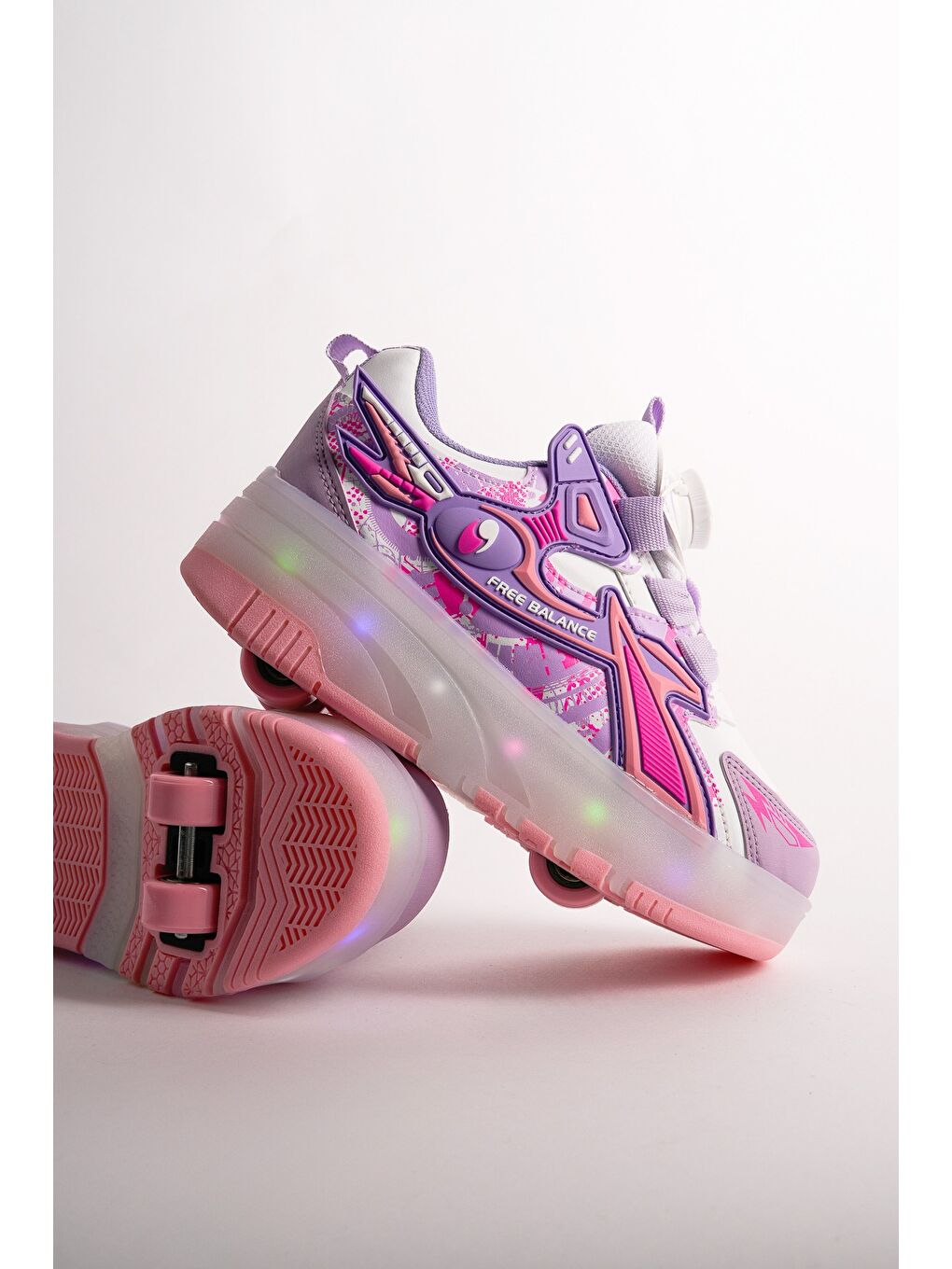 Mor PATO Çocuk Işıklı Patenli Tekerlekli Sneaker Spor Ayakkabı-1