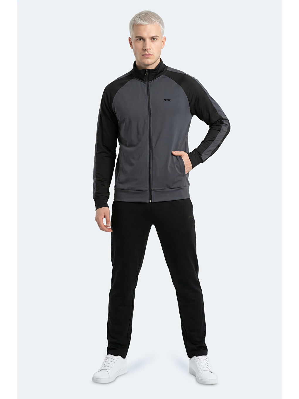 REDORA Erkek Dik Yaka Fermuarlı Koyu Gri Sweatshırt-6