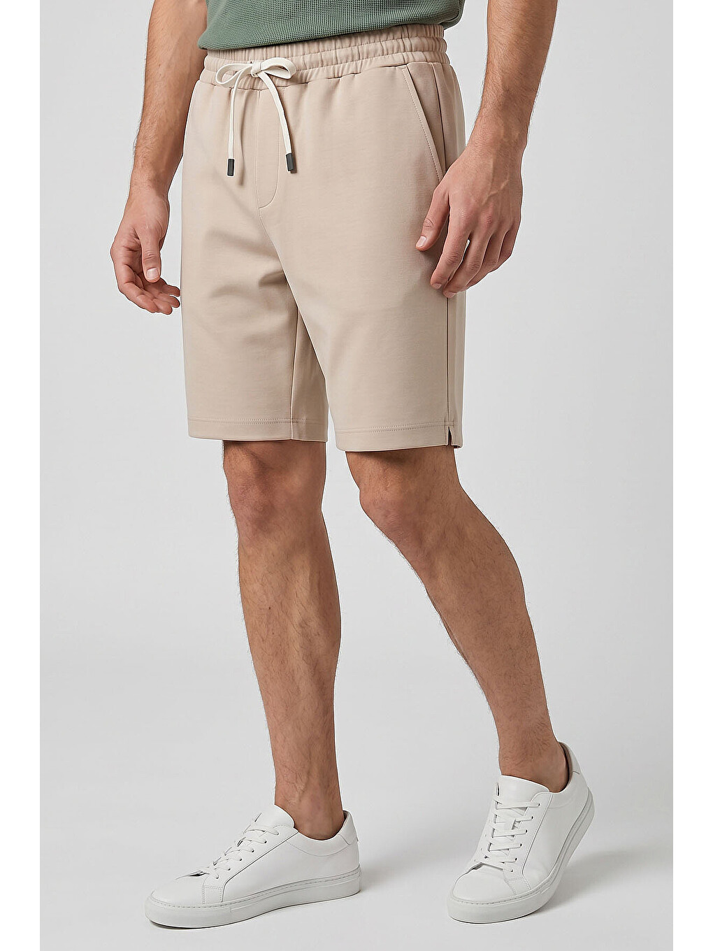 Bej Standart Fit Basic Arka Cepli Erkek Şort - 81314-4