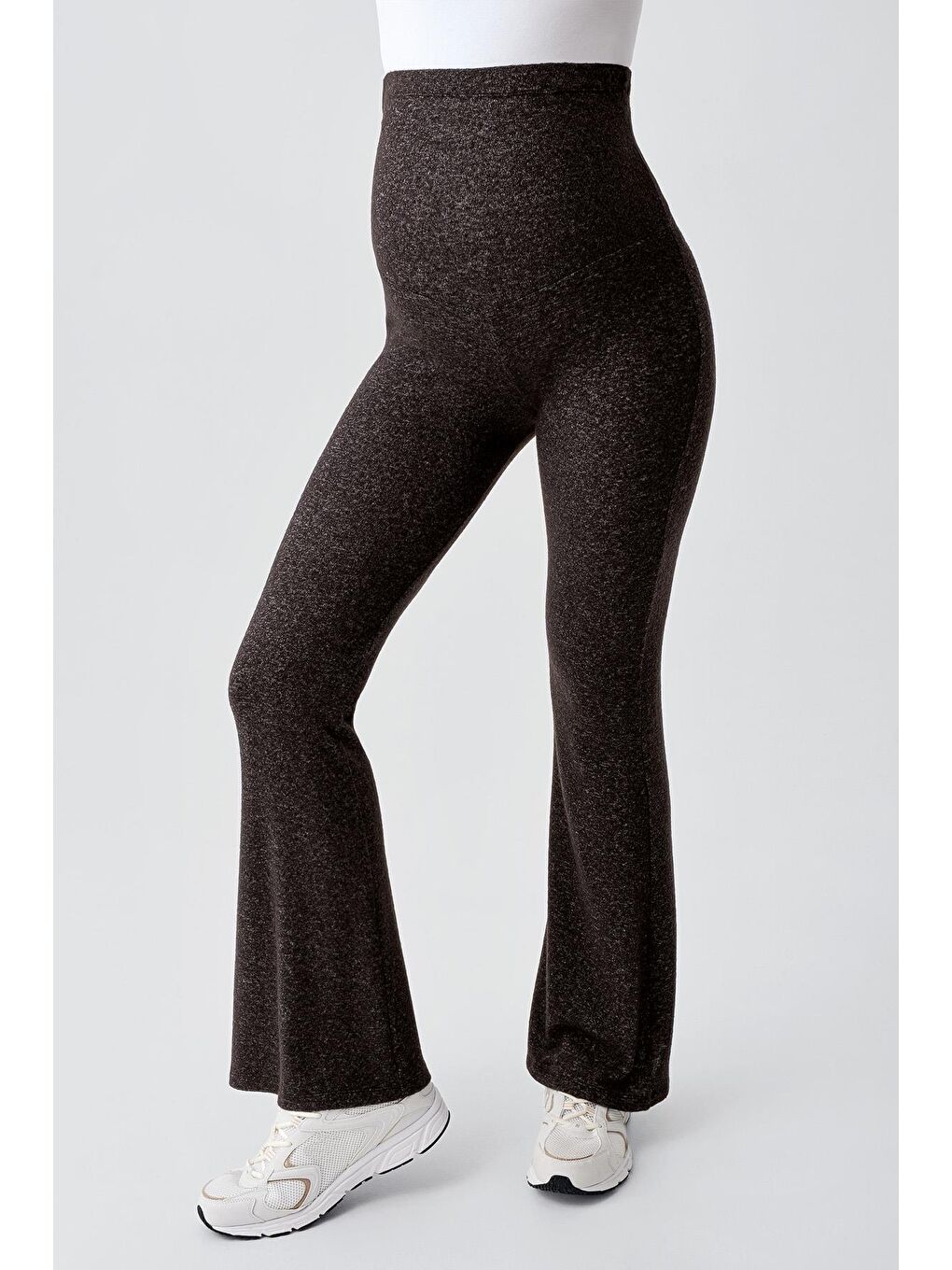 Kahverengi Ayarlanabilir Yüksek Bel Esnek Yumuşak Dokulu Viskoz Karışımlı Hamile Pantolonu HP02-1