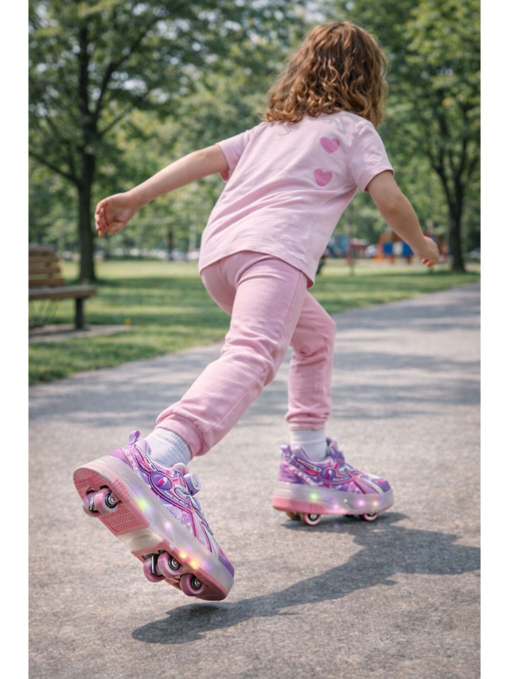 Mor PATO Çocuk Işıklı Patenli Tekerlekli Sneaker Spor Ayakkabı-6