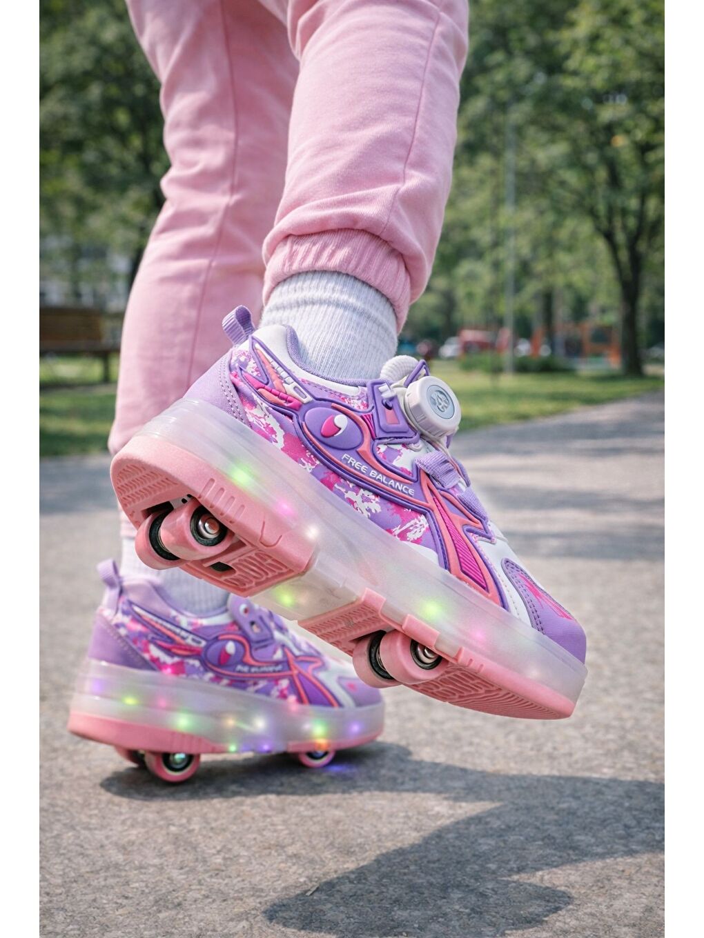 Mor PATO Çocuk Işıklı Patenli Tekerlekli Sneaker Spor Ayakkabı-7