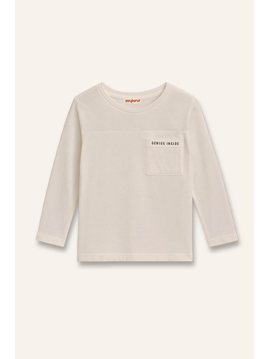 Erkek Çocuk Baskılı Uzun Kol T-Shirt - Bej