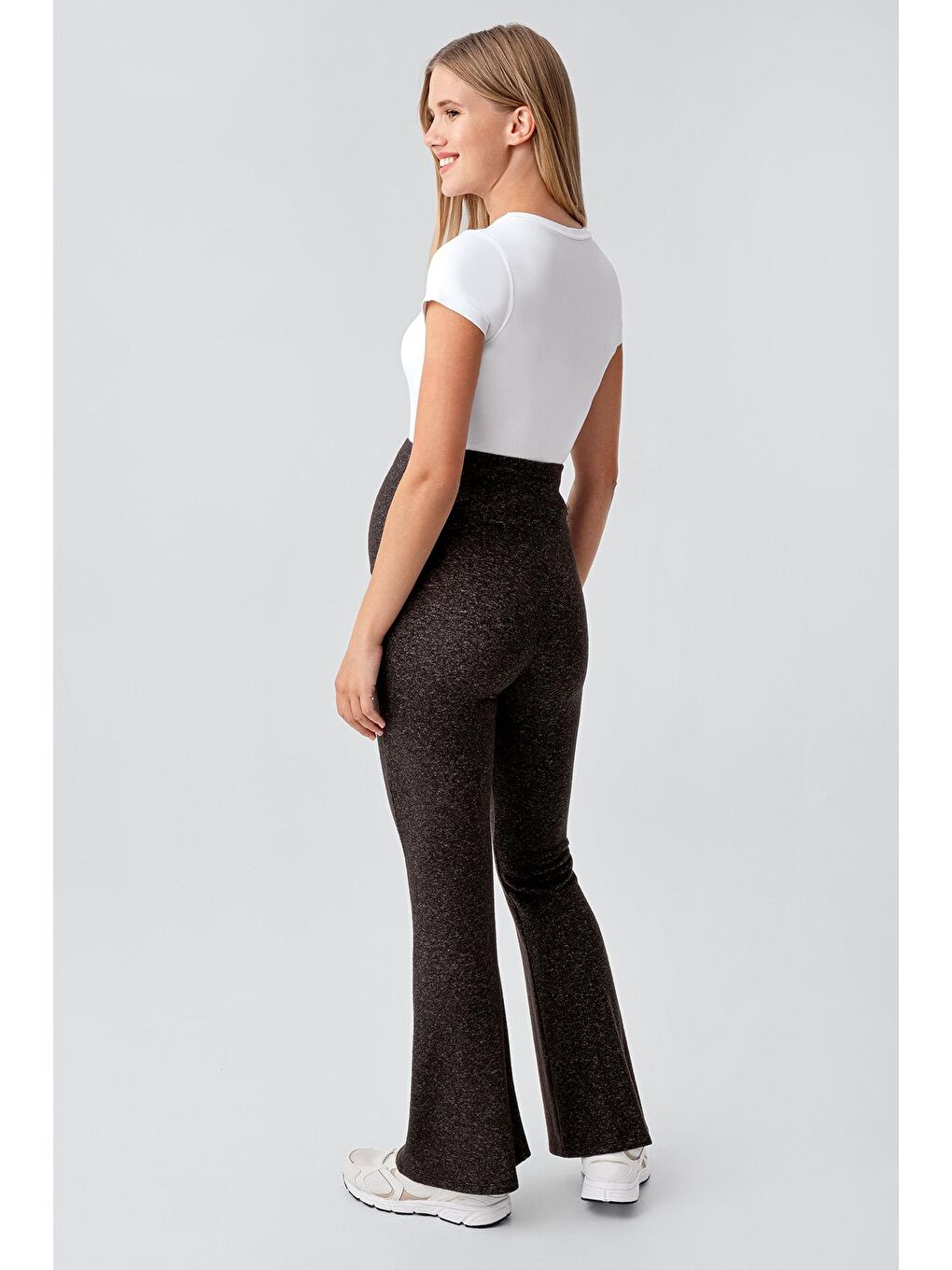 Kahverengi Ayarlanabilir Yüksek Bel Esnek Yumuşak Dokulu Viskoz Karışımlı Hamile Pantolonu HP02-2