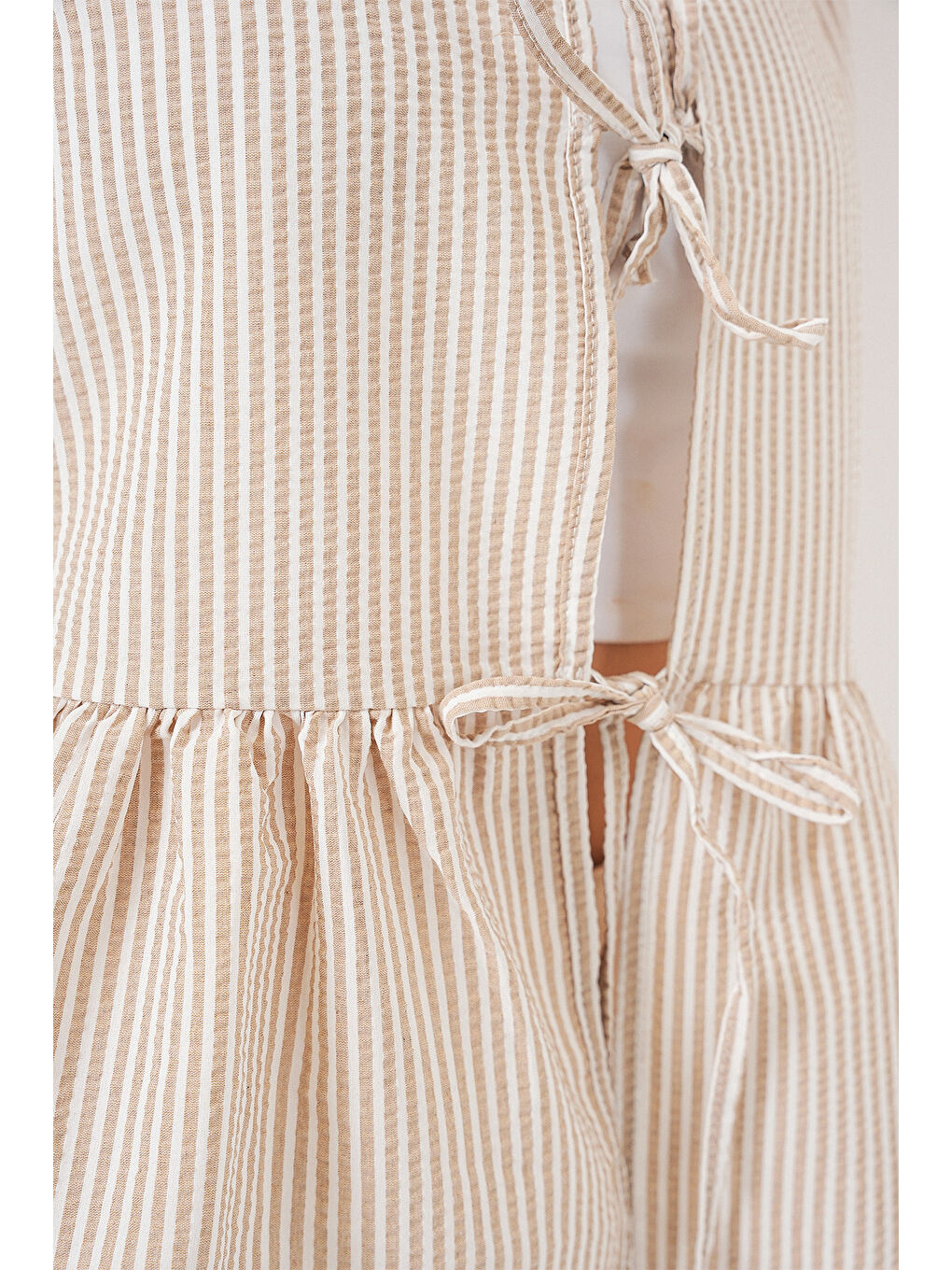 Bej Kadın Önü Bağlamalı Bluz 961 - Bisküvi-4