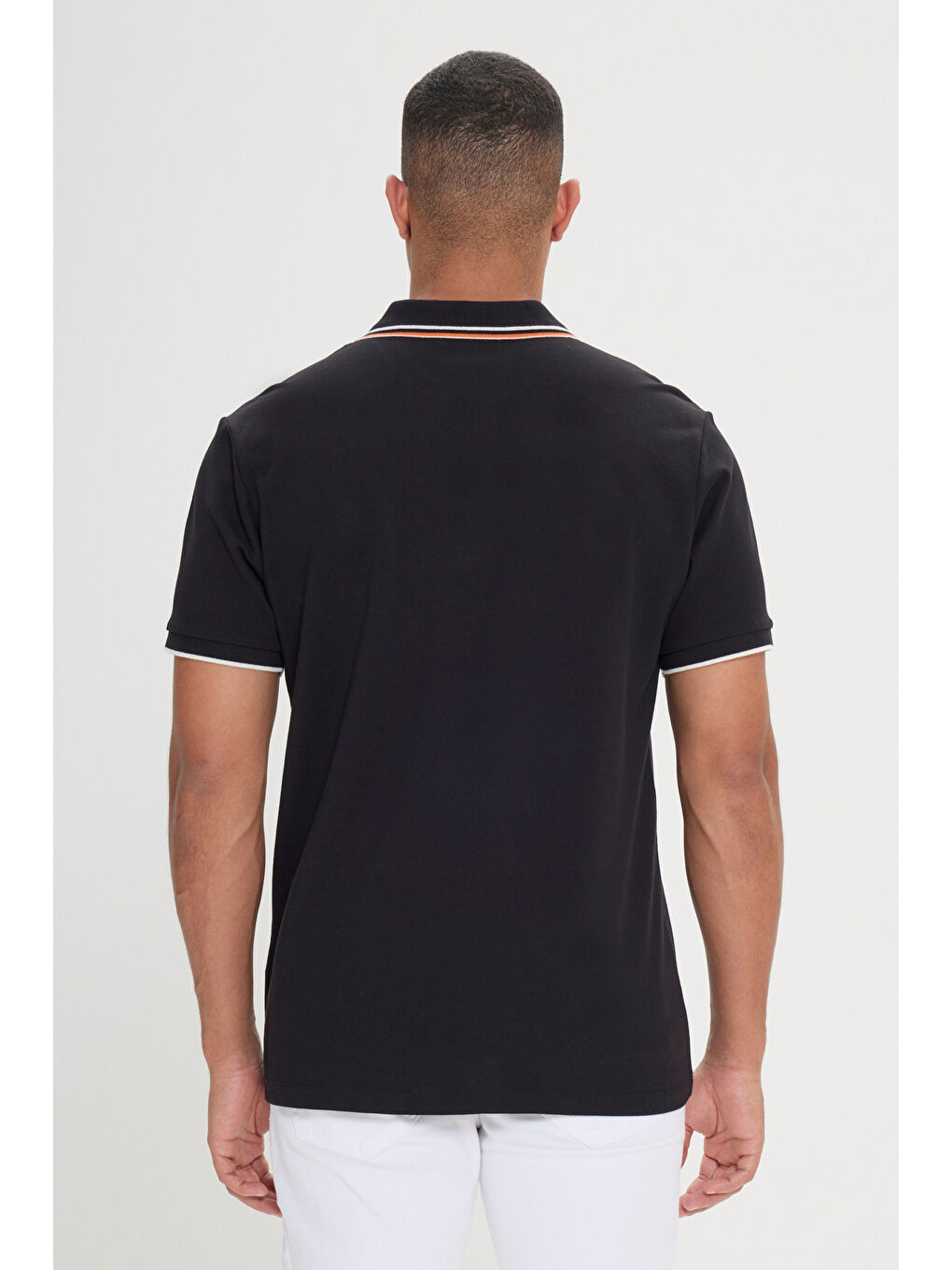 Erkek Siyah Slim Fit Dar Kesim %100 Pamuk Polo Yaka Tişört-4