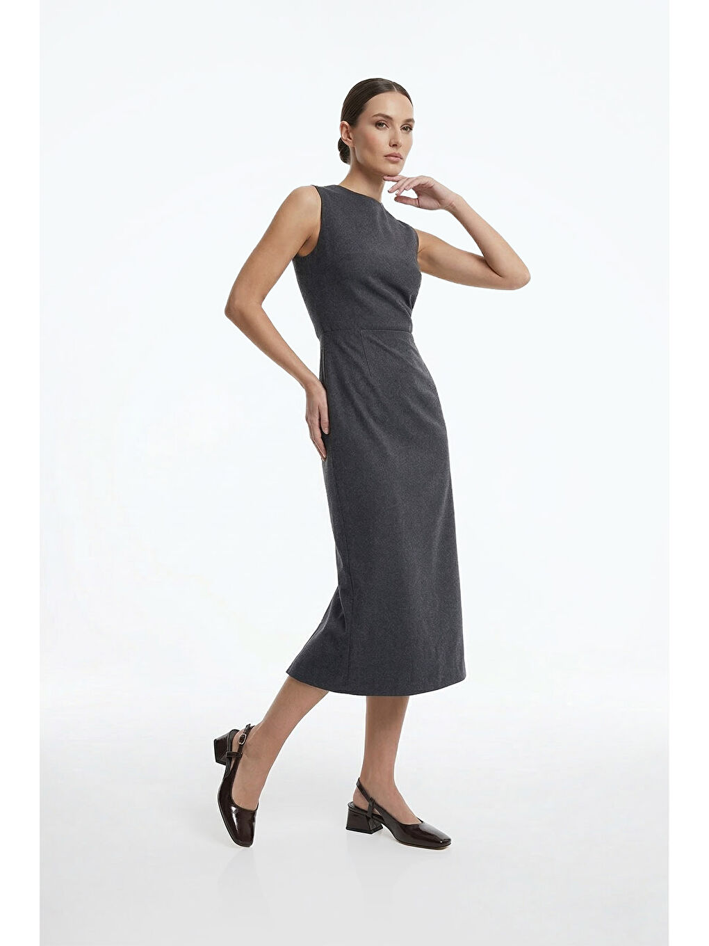 Kahverengi Kadın KAHVERENGİ Küt Burun Arkası Açık Ayakkabı-2