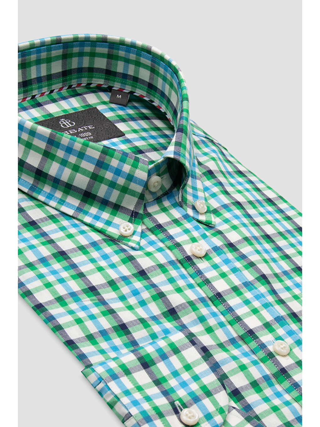 Luca Twill Pamuklu Comfort Fit Yeşil Düğmeli Yaka Erkek Ekoseli Gömlek-4