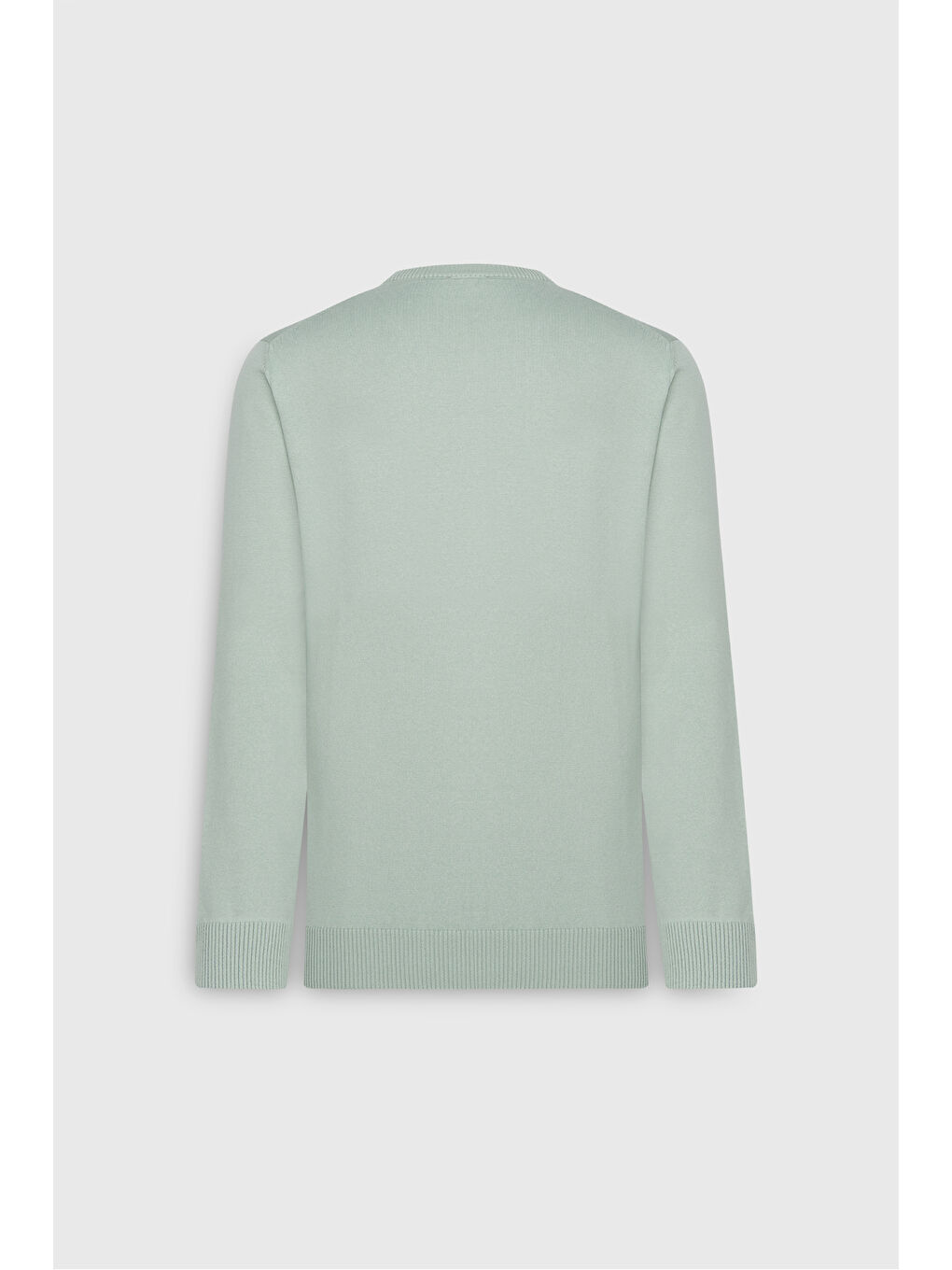 Erkek Su Yeşili Pamuklu Standart Fit Normal Kesim Bisiklet Yaka Triko Kazak-8